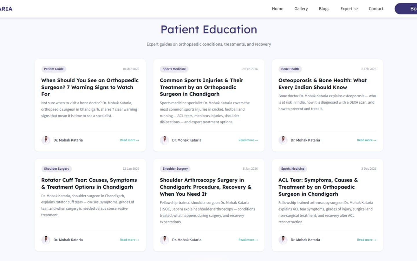 Dr. Mohak Kataria — Patient education