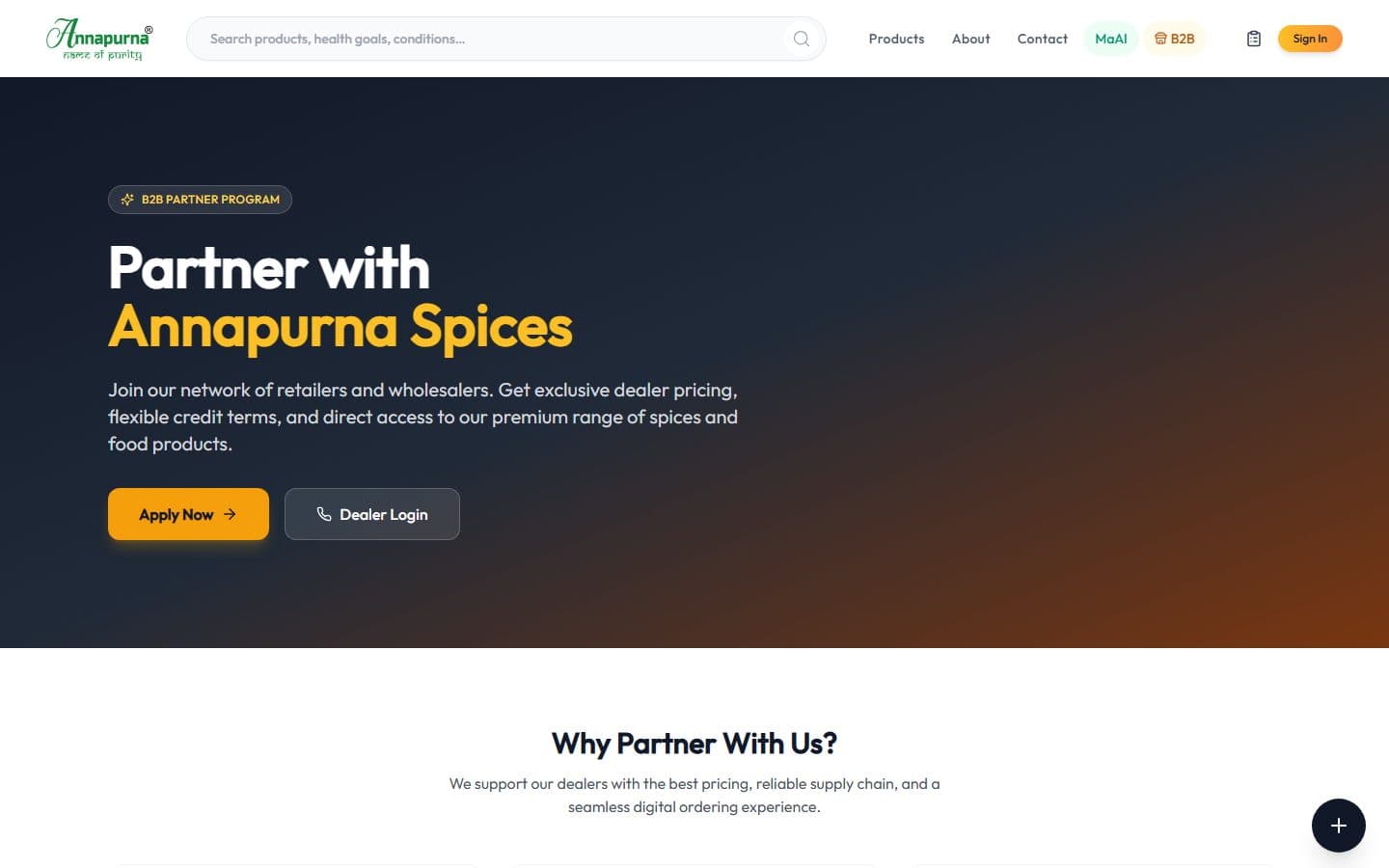 Annapurna Spices — B2B dealer portal