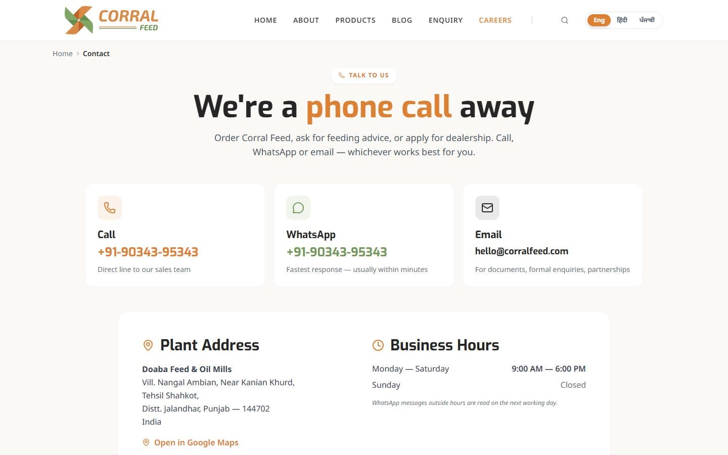 Corral Feed — Contact