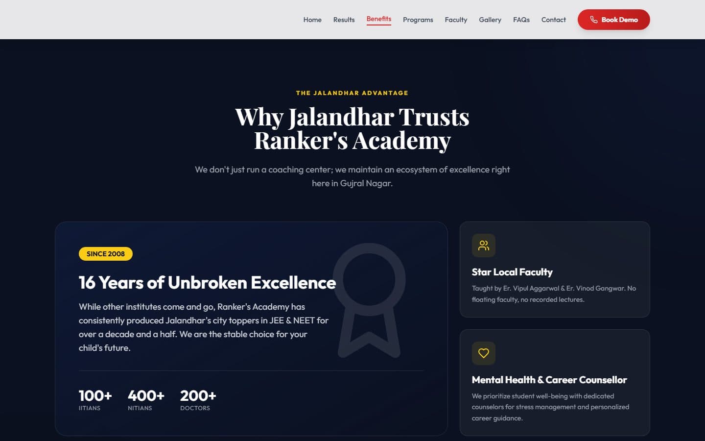 Ranker's Academy — Benefits section