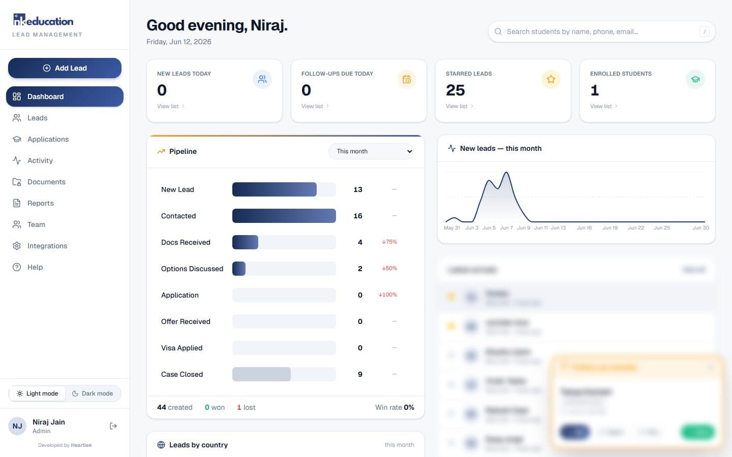 NK Education — Lead Management — desktop preview