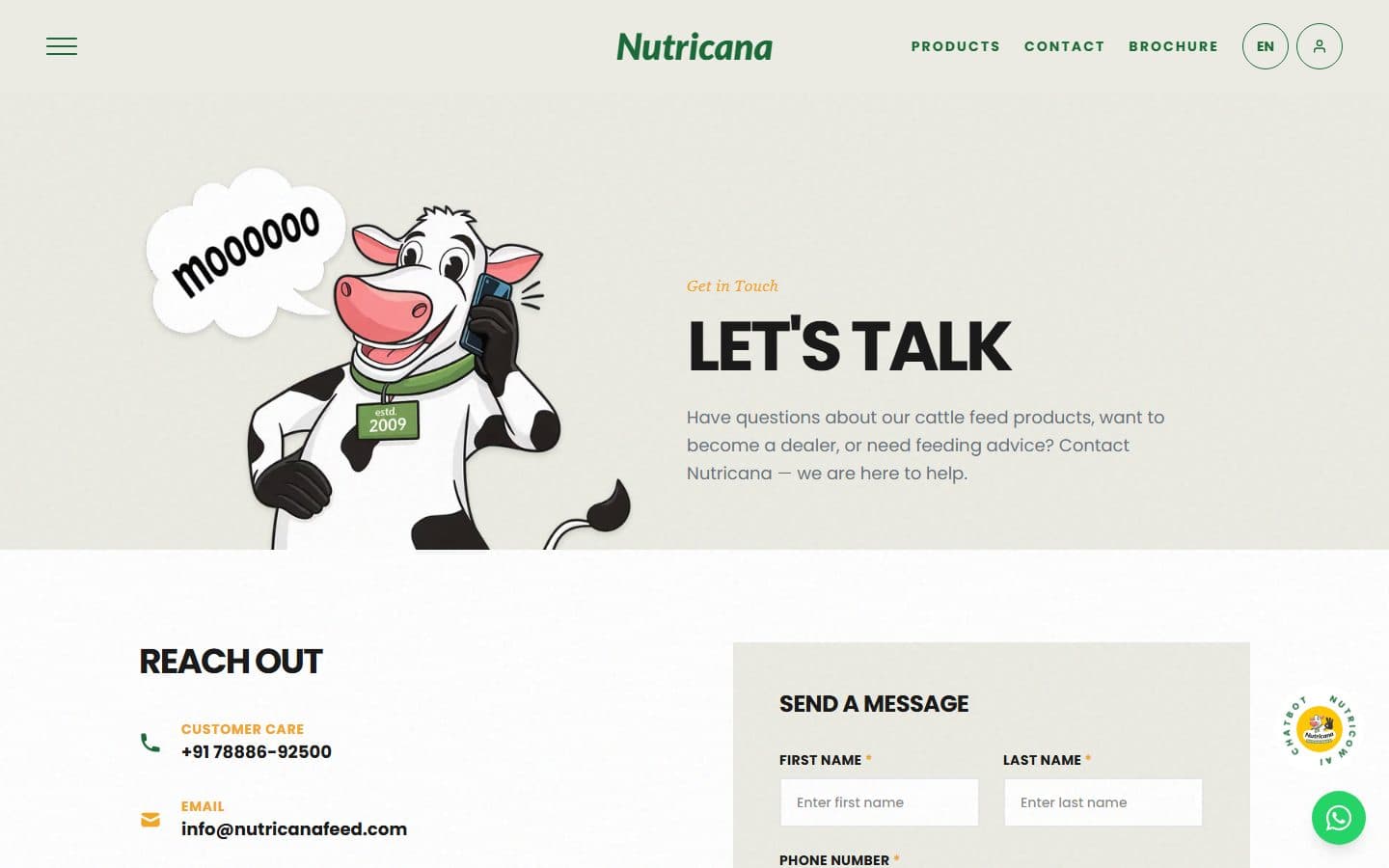 Nutricana Feed — Contact + dealer-finder